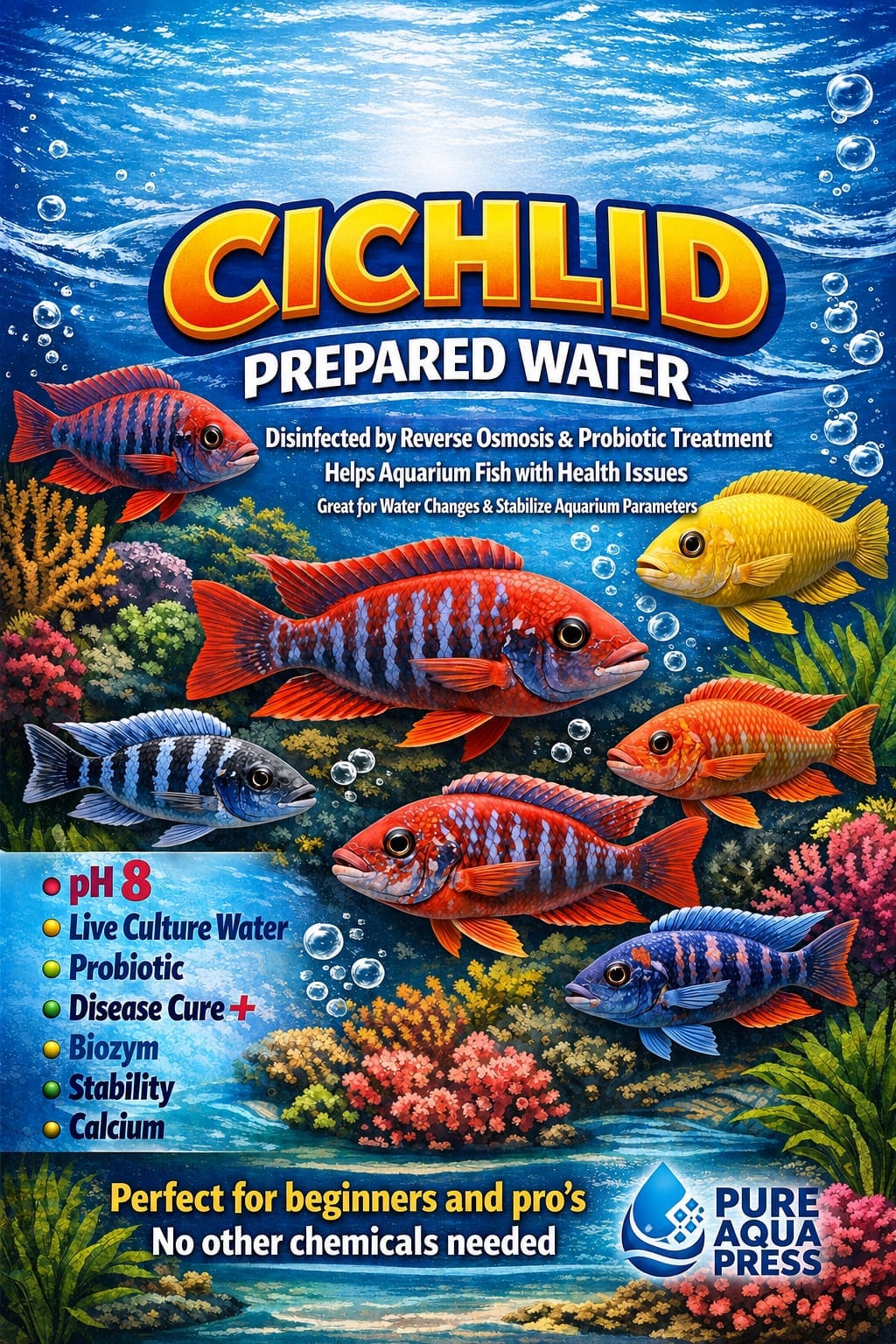 Pure Aqua Press Cichlid Prepared Water